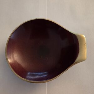 Brass & Enamel Maroon & Gold Made In Israel Trinket Dish Catch All